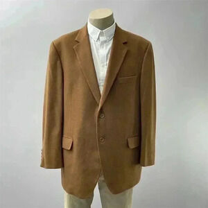 Maranzone Men's Brown Blazer Notched Lapel Two-Button Chest Pocket Jacket 48